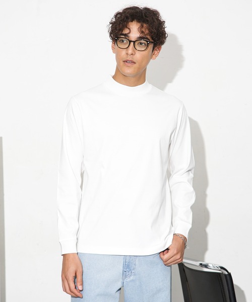 NANO universe(ナノユニバース)の「アンチスメルモックネックTシャツ 長袖(Tシャツ/カットソー・メンズ・ブルーグリーン/ホワイト/モカ/スミクロ・S/M/L/XL)」の6枚目の写真