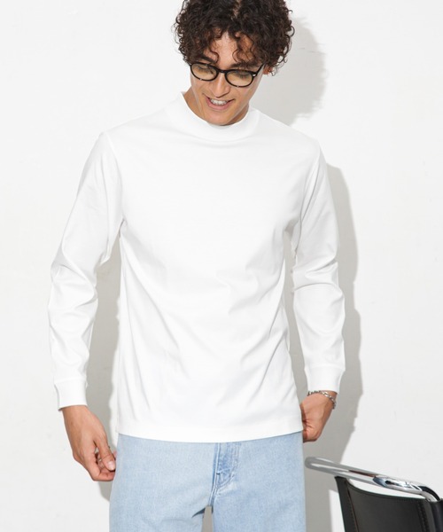 NANO universe(ナノユニバース)の「アンチスメルモックネックTシャツ 長袖(Tシャツ/カットソー・メンズ・ブルーグリーン/ホワイト/モカ/スミクロ・S/M/L/XL)」の7枚目の写真