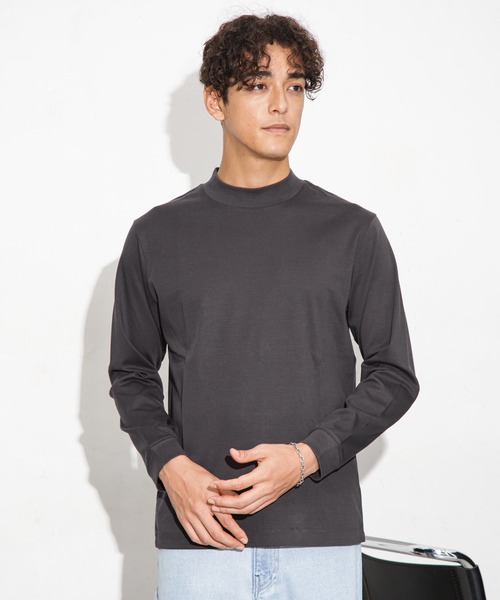 NANO universe(ナノユニバース)の「アンチスメルモックネックTシャツ 長袖(Tシャツ/カットソー・メンズ・ブルーグリーン/ホワイト/モカ/スミクロ・S/M/L/XL)」の12枚目の写真