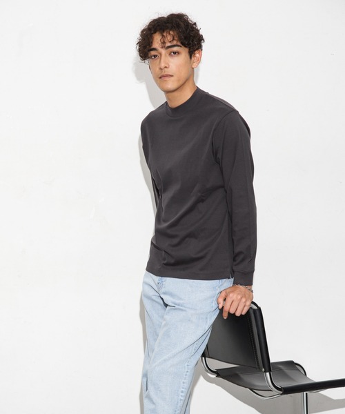 NANO universe(ナノユニバース)の「アンチスメルモックネックTシャツ 長袖(Tシャツ/カットソー・メンズ・ブルーグリーン/ホワイト/モカ/スミクロ・S/M/L/XL)」の14枚目の写真