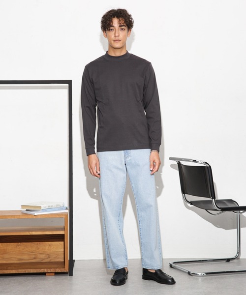 NANO universe(ナノユニバース)の「アンチスメルモックネックTシャツ 長袖(Tシャツ/カットソー・メンズ・ブルーグリーン/ホワイト/モカ/スミクロ・S/M/L/XL)」の15枚目の写真