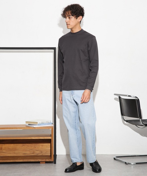 NANO universe(ナノユニバース)の「アンチスメルモックネックTシャツ 長袖(Tシャツ/カットソー・メンズ・ブルーグリーン/ホワイト/モカ/スミクロ・S/M/L/XL)」の17枚目の写真