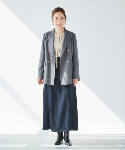 le.coeur blanc（ルクールブラン）の「デニムフレアロングスカート（デニムスカート・レディース・ブルー/ブラック・36/38）」の6枚目の写真