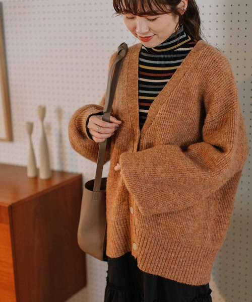 【セール】あぜ編みVネックカーディガン（ニット/セーター）｜POU DOU DOU（プードゥドゥ）