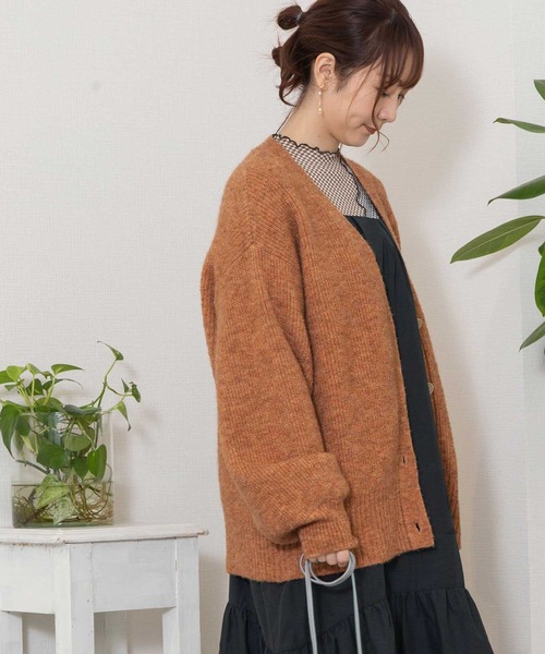 【セール】あぜ編みVネックカーディガン（ニット/セーター）｜POU DOU DOU（プードゥドゥ）