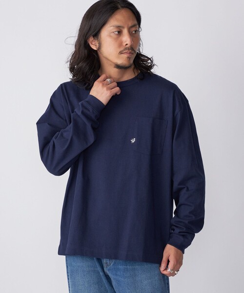 SHIPS（シップス）の「【WEB限定】SHIPS:〈汗染み防止加工〉ワンポイントロゴ ビッグシルエットヘビーウェイトTシャツ（Tシャツ/カットソー・メンズ・グレー/ベージュ/ネイビー/ホワイト/ブラック/ホワイト系/チャコールグレー/オフホワイト・MEDIUM/X-LARGE/LARGE/SMALL）」の8枚目の写真