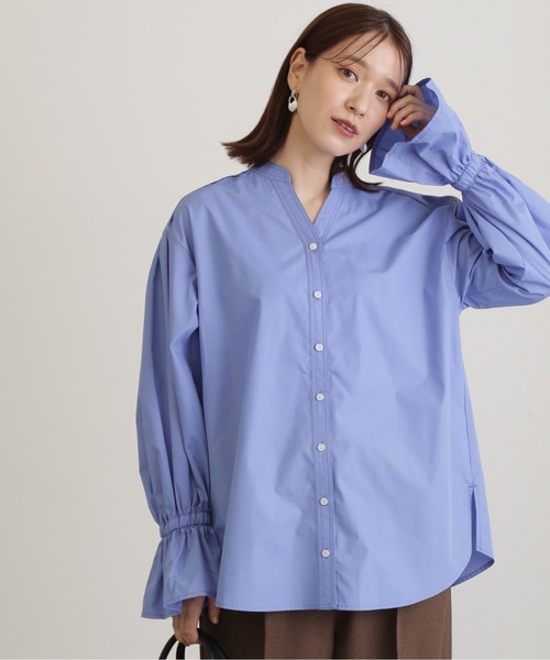 N.(N. Natural Beauty Basic)(エヌエヌナチュラルビューティーベーシック)の「◆フレアカフスチュニックブラウス(シャツ/ブラウス・レディース・オフホワイト/ブルー/ストライプ・MEDIUM)」の17枚目の写真