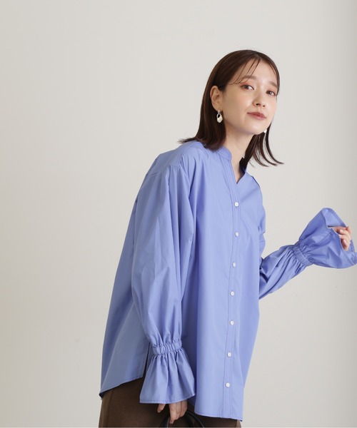 N.(N. Natural Beauty Basic)(エヌエヌナチュラルビューティーベーシック)の「◆フレアカフスチュニックブラウス(シャツ/ブラウス・レディース・オフホワイト/ブルー/ストライプ・MEDIUM)」の12枚目の写真