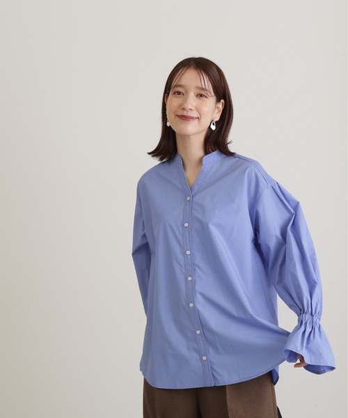 N.(N. Natural Beauty Basic)(エヌエヌナチュラルビューティーベーシック)の「◆フレアカフスチュニックブラウス(シャツ/ブラウス・レディース・オフホワイト/ブルー/ストライプ・MEDIUM)」の7枚目の写真