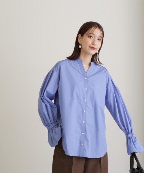 N.(N. Natural Beauty Basic)(エヌエヌナチュラルビューティーベーシック)の「◆フレアカフスチュニックブラウス(シャツ/ブラウス・レディース・オフホワイト/ブルー/ストライプ・MEDIUM)」の5枚目の写真