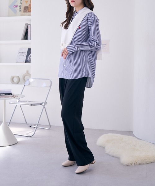 U.S. POLO ASSN.(ユーエスポロアッスン)の「Ada. / U.S. POLO ASSN. オックスBDシャツ PLM33700(シャツ/ブラウス・レディース・オフホワイト/ネイビー/ライラック/ネイビー×ホワイト・L/M)」の10枚目の写真