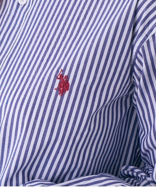 U.S. POLO ASSN.(ユーエスポロアッスン)の「Ada. / U.S. POLO ASSN. オックスBDシャツ PLM33700(シャツ/ブラウス・レディース・オフホワイト/ネイビー/ライラック/ネイビー×ホワイト・L/M)」の7枚目の写真