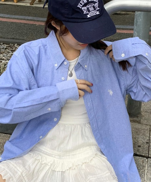 U.S. POLO ASSN.(ユーエスポロアッスン)の「Ada. / U.S. POLO ASSN. オックスBDシャツ PLM33700(シャツ/ブラウス・レディース・オフホワイト/ネイビー/ライラック/ネイビー×ホワイト・L/M)」の17枚目の写真