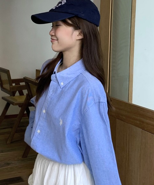 U.S. POLO ASSN.(ユーエスポロアッスン)の「Ada. / U.S. POLO ASSN. オックスBDシャツ PLM33700(シャツ/ブラウス・レディース・オフホワイト/ネイビー/ライラック/ネイビー×ホワイト・L/M)」の20枚目の写真