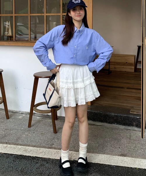 U.S. POLO ASSN.(ユーエスポロアッスン)の「Ada. / U.S. POLO ASSN. オックスBDシャツ PLM33700(シャツ/ブラウス・レディース・オフホワイト/ネイビー/ライラック/ネイビー×ホワイト・L/M)」の21枚目の写真