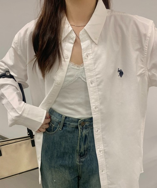 U.S. POLO ASSN.(ユーエスポロアッスン)の「Ada. / U.S. POLO ASSN. オックスBDシャツ PLM33700(シャツ/ブラウス・レディース・オフホワイト/ネイビー/ライラック/ネイビー×ホワイト・L/M)」の22枚目の写真