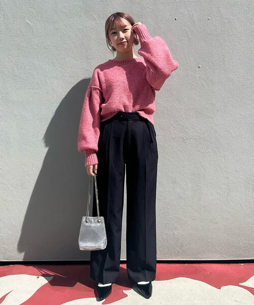 FREE'S MART（フリーズマート）の「◆＜セットアップ対応＞タックワイドパンツ（スラックス・レディース・グレー系その他/ブラウン/ブラック/ブラウン系その他・X-SMALL/SMALL/MEDIUM）」の12枚目の写真