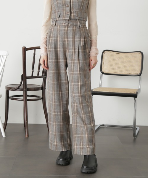 FREE'S MART（フリーズマート）の「◆＜セットアップ対応＞タックワイドパンツ（スラックス・レディース・グレー系その他/ブラウン/ブラック/ブラウン系その他・X-SMALL/SMALL/MEDIUM）」の2枚目の写真