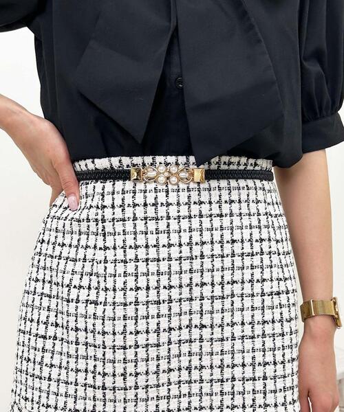 INGNI（イング）の「パール／バックルゴムベルトA（ベルト・レディース・ブラック/アイボリー・ONE SIZE）」の2枚目の写真