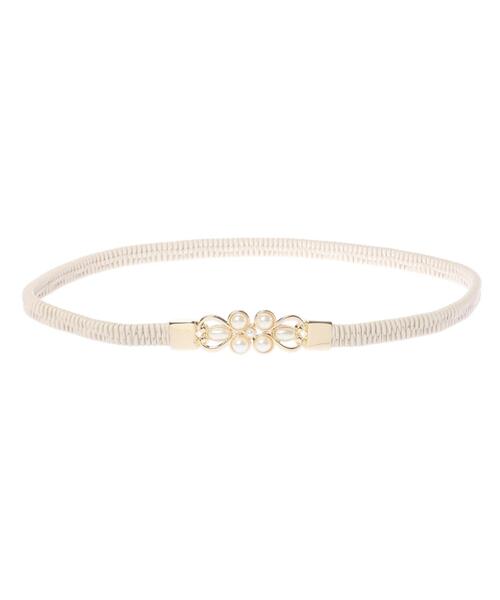 INGNI（イング）の「パール／バックルゴムベルトA（ベルト・レディース・ブラック/アイボリー・ONE SIZE）」の3枚目の写真