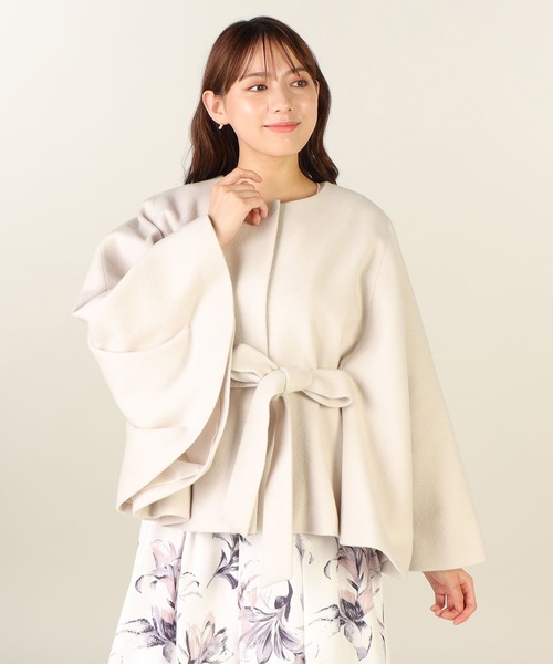 LAISSE PASSE（レッセパッセ）の「【尾州織】ケープコート（その他アウター・レディース・キナリ/ブラック・SMALL/MEDIUM）」の7枚目の写真