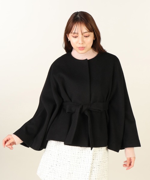 LAISSE PASSE（レッセパッセ）の「【尾州織】ケープコート（その他アウター・レディース・キナリ/ブラック・SMALL/MEDIUM）」の8枚目の写真