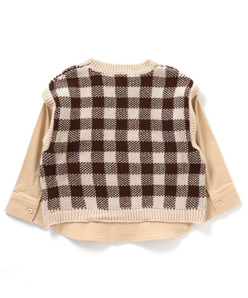 apres les cours(アプレレクール)の「ニットベスト付きTシャツ(Tシャツ/カットソー・キッズ・グリーン/チェック・130/110/120/90/100/80)」の10枚目の写真