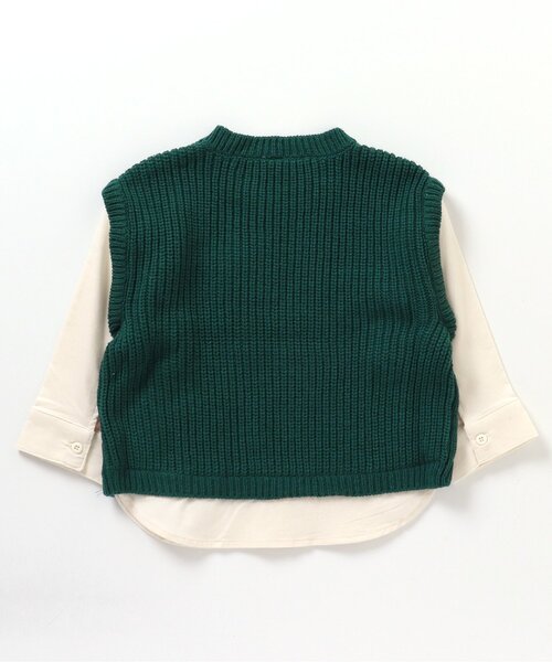 apres les cours(アプレレクール)の「ニットベスト付きTシャツ(Tシャツ/カットソー・キッズ・グリーン/チェック・130/110/120/90/100/80)」の9枚目の写真