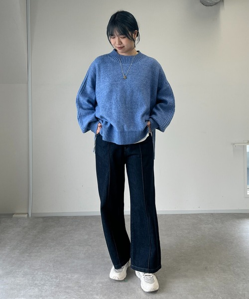 un dix cors（アンディコール）の「ソフトタッチワイドニットプルオーバー（ニット/セーター・レディース・ブラック/グレー/レッド/ブルー・FREE）」の10枚目の写真