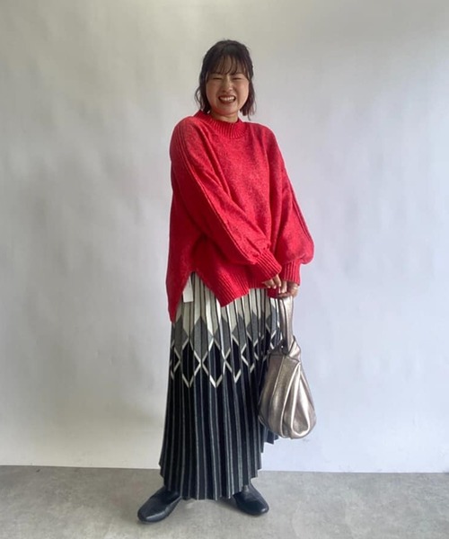 un dix cors（アンディコール）の「ソフトタッチワイドニットプルオーバー（ニット/セーター・レディース・ブラック/グレー/レッド/ブルー・FREE）」の14枚目の写真