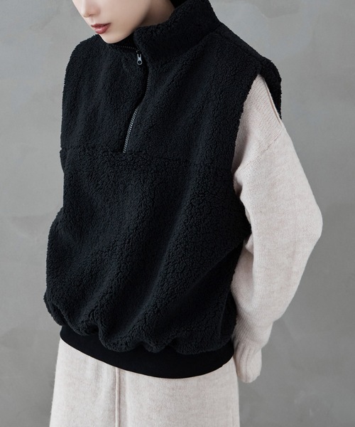 ハーフジップボリュームボアベスト（ベスト）｜etoll.（エトル）の