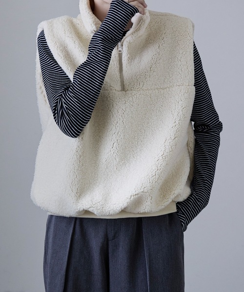 ハーフジップボリュームボアベスト（ベスト）｜etoll.（エトル）の