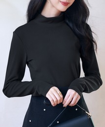 暖かいフリースモックネックトップス
