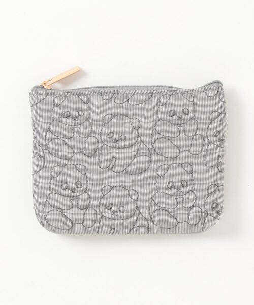 naptime ライトグレー キルティングポーチ Paradise Picnic（パラダイスピクニック）の「アニマルキルティング