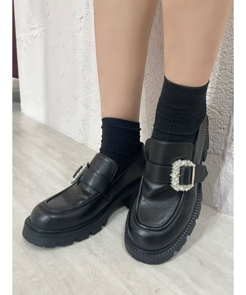 EATME（イートミー）の「ビジューバックルローファーシューズ（ローファー・レディース・ベージュ/ブラック・S/L/M）」の9枚目の写真