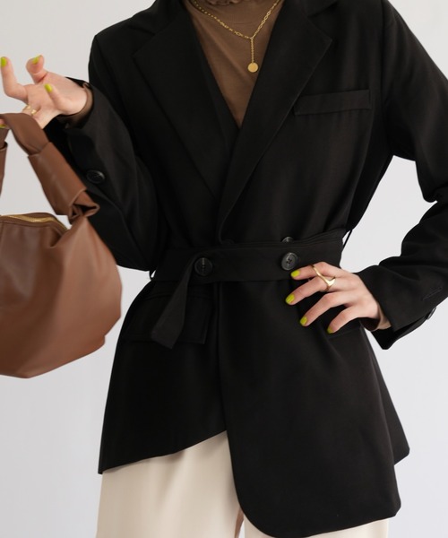 Uenui（ウニュイ）の「falling apart jacket（テーラードジャケット・レディース・ブラック/ブルー・FREE）」の2枚目の写真