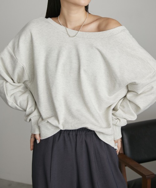 Aunt Marie's（アントマリーズ）の「オーバーサイズバックオープンスウェット（スウェット・レディース・ピンク/チャコールグレー/ナチュラル・FREE）」の13枚目の写真