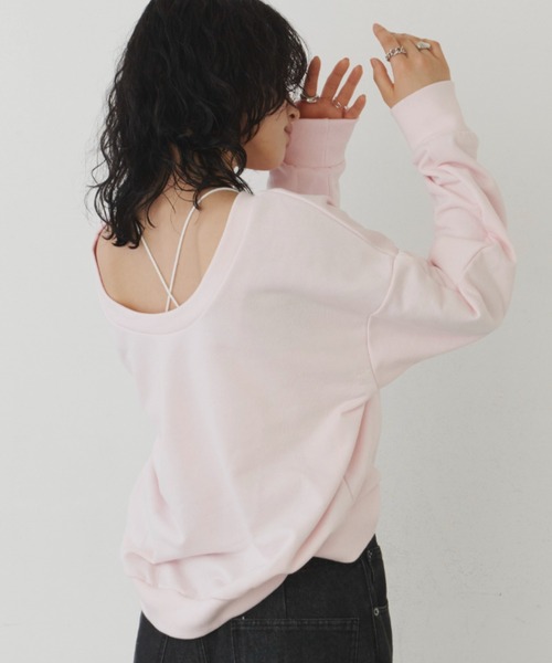 Aunt Marie's（アントマリーズ）の「オーバーサイズバックオープンスウェット（スウェット・レディース・ピンク/チャコールグレー/ナチュラル・FREE）」の6枚目の写真