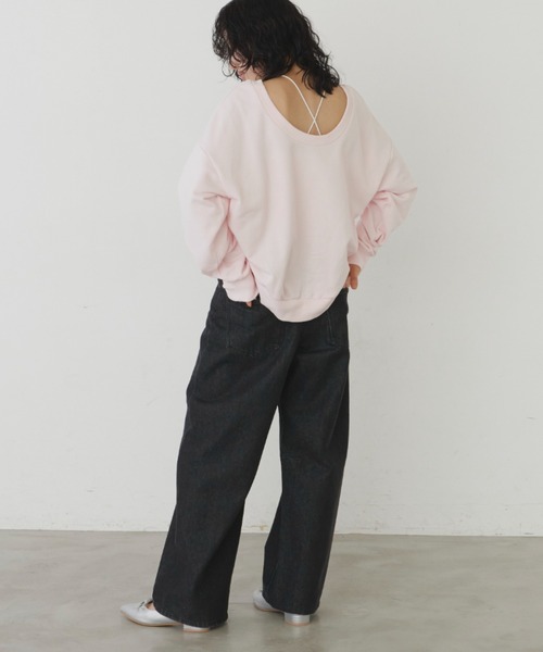 Aunt Marie's（アントマリーズ）の「オーバーサイズバックオープンスウェット（スウェット・レディース・ピンク/チャコールグレー/ナチュラル・FREE）」の10枚目の写真