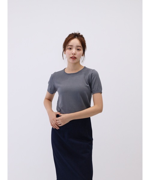Cla STEllaR(クラステラ)の「サマーニット Tシャツ ロゴ ワンポイント(Tシャツ/カットソー・レディース・グレー/ホワイト/ブラック・FREE)」の14枚目の写真