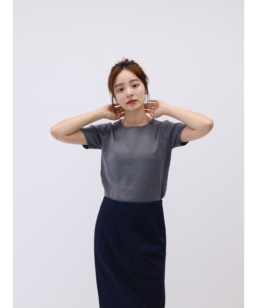 Cla STEllaR(クラステラ)の「サマーニット Tシャツ ロゴ ワンポイント(Tシャツ/カットソー・レディース・グレー/ホワイト/ブラック・FREE)」の21枚目の写真