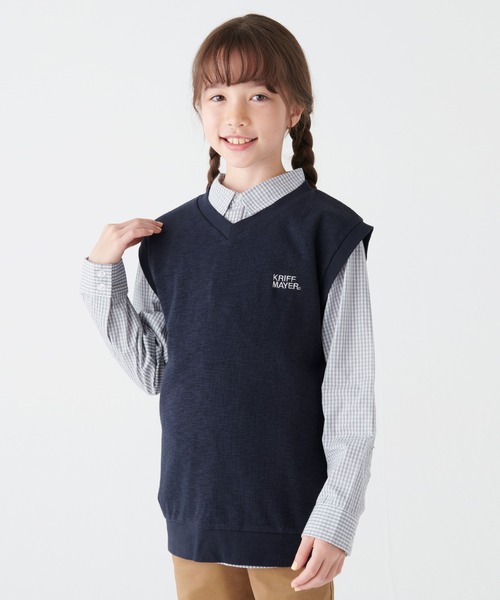 KRIFF MAYER Kid's Collection（クリフメイヤーキッズコレクション）の「シャキッとベスト（ベスト・キッズ・ネイビー/グレー/キャメル/グリーン・170/120/160/150/130/140）」の3枚目の写真