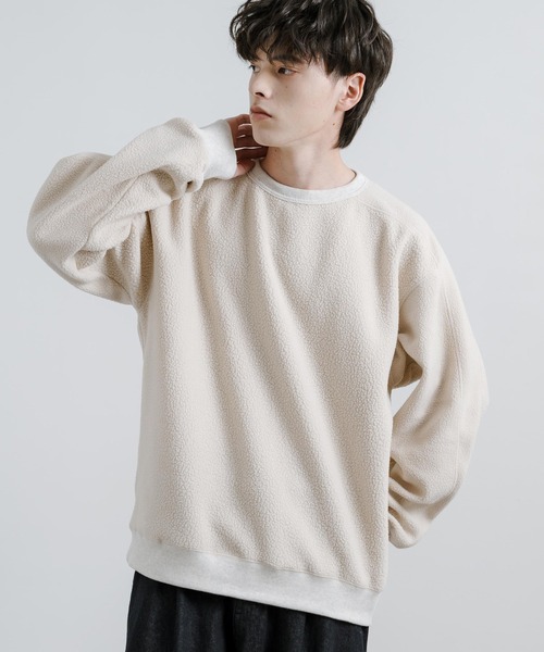 Audience（オーディエンス）の「Upscape Audience アップスケープオーディエンス 日本製 国産 ポーラテックボアフリーストレーナー AUD6480（スウェット・メンズ・ブラック/ホワイト・M/XL/L）」の2枚目の写真