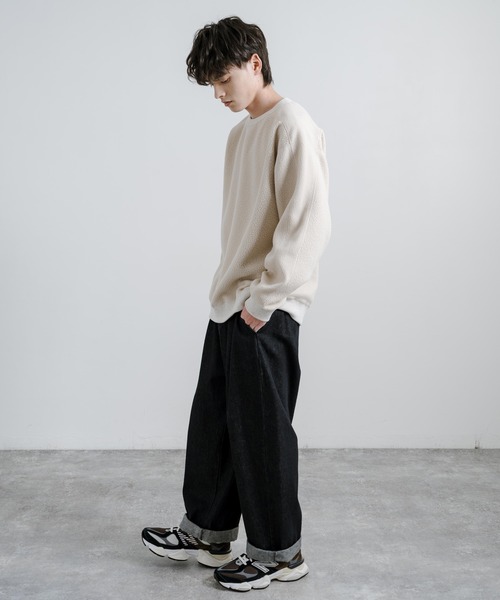 Audience（オーディエンス）の「Upscape Audience アップスケープオーディエンス 日本製 国産 ポーラテックボアフリーストレーナー AUD6480（スウェット・メンズ・ブラック/ホワイト・M/XL/L）」の6枚目の写真
