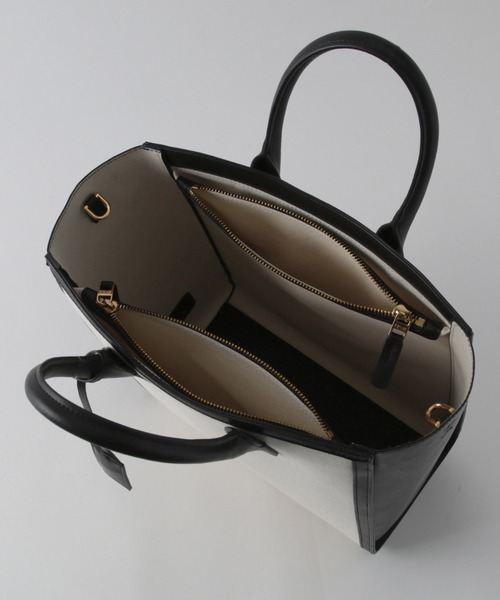 E'POR（エポール）の「【A4対応】【E'POR】 I BAG（キャンバスコンビ縦型トートバッグ）【通勤】【メディア掲載】【雑誌掲載】（トートバッグ・レディース・ブラック/ベージュ・FREE）」の4枚目の写真