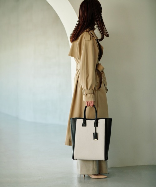 E'POR（エポール）の「【A4対応】【E'POR】 I BAG（キャンバスコンビ縦型トートバッグ）【通勤】【メディア掲載】【雑誌掲載】（トートバッグ・レディース・ブラック/ベージュ・FREE）」の20枚目の写真