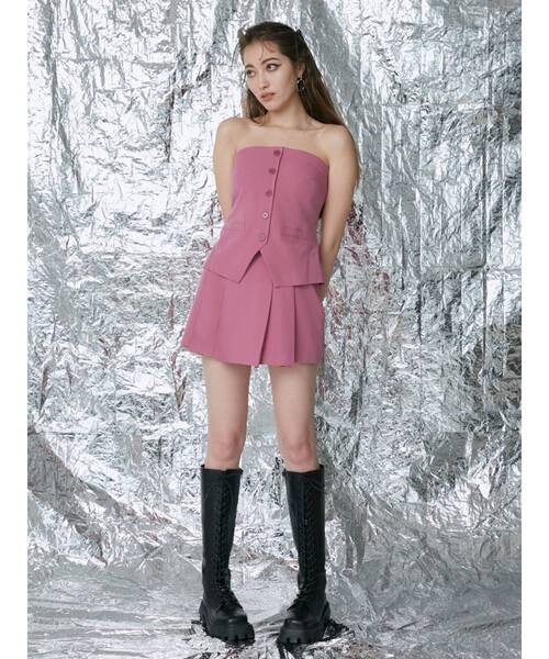 EVRIS（エヴリス）の「プリーツミニスカパン【セットアップ着用可能】（その他パンツ・レディース・グレー/ブラック/ピンク・SMALL/MEDIUM）」の16枚目の写真