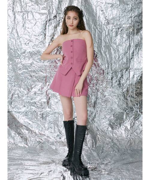 EVRIS（エヴリス）の「プリーツミニスカパン【セットアップ着用可能】（その他パンツ・レディース・グレー/ブラック/ピンク・SMALL/MEDIUM）」の17枚目の写真