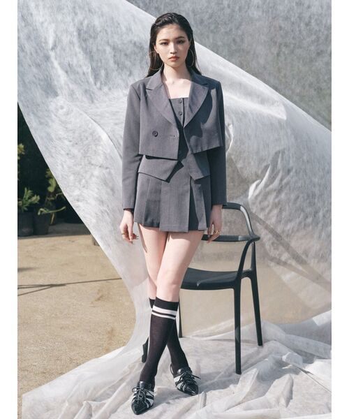 EVRIS（エヴリス）の「プリーツミニスカパン【セットアップ着用可能】（その他パンツ・レディース・グレー/ブラック/ピンク・SMALL/MEDIUM）」の21枚目の写真