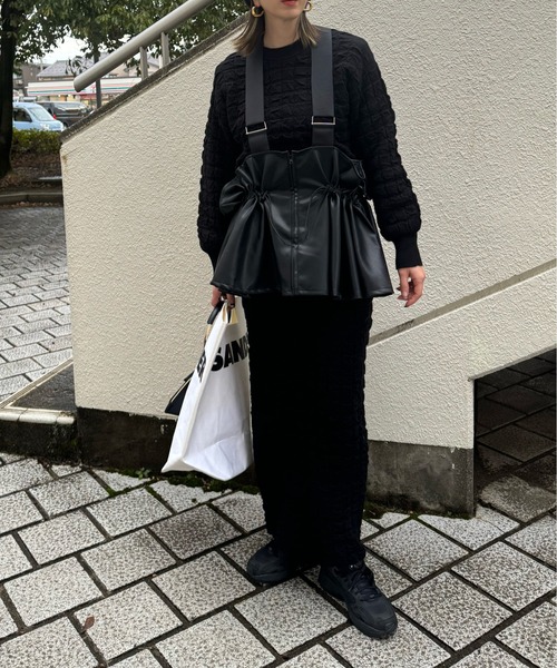 y/m by misato（イムバイミサト）の「膨れジャガードニットスカート（スカート・レディース・ブラック/アイボリー/杢グレー・36）」の2枚目の写真